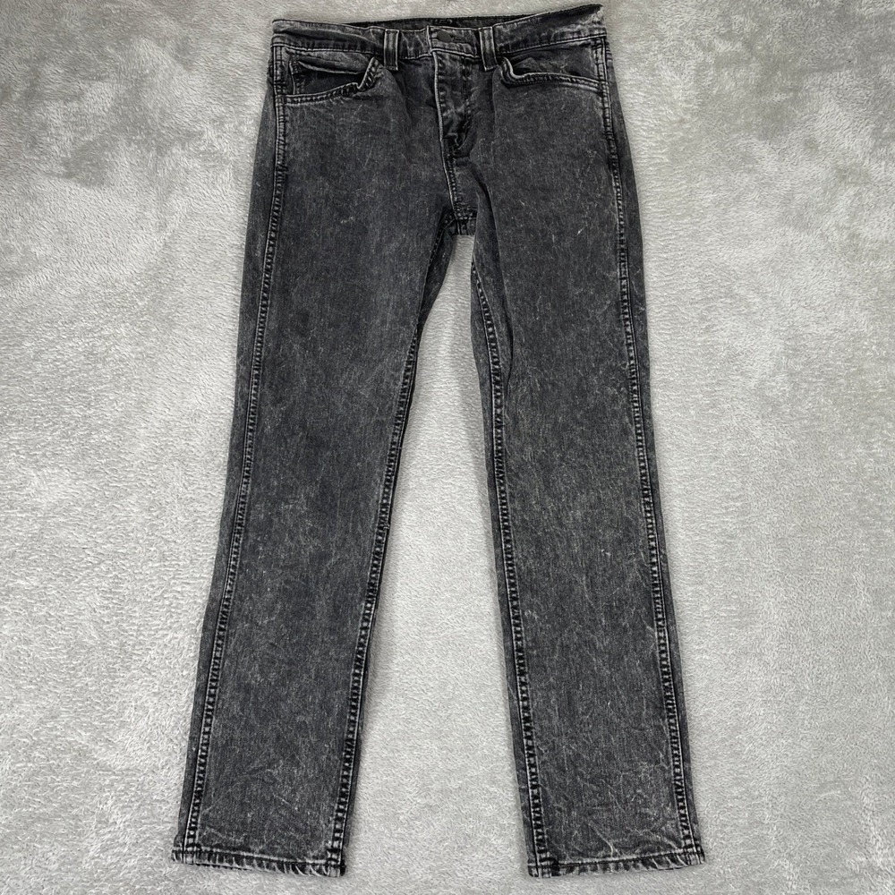 Levi 511 Slim Fit Jeans Mens 31x29 Black Acid Wash Stretch Denim Grunge Skater‎